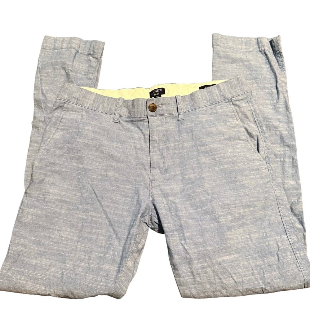 J.Crew Flex Slim Chinos, Light Blue Slub Texture, Men's Size 31x30